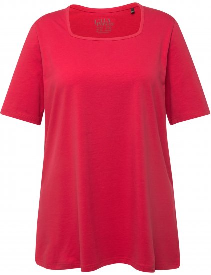 Ulla Popken Essential Square Neck Stretch Tee Dark Pink - Majice - 