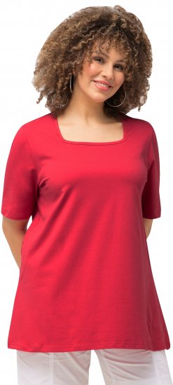 Ulla Popken Essential Square Neck Stretch Tee Dark Pink - Majice - 