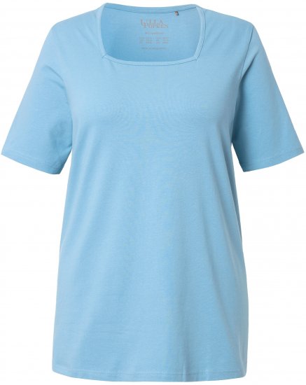 Ulla Popken Essential Square Neck Stretch Tee Light Teal - Majice - 