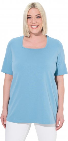 Ulla Popken Essential Square Neck Stretch Tee Light Teal - Majice - 