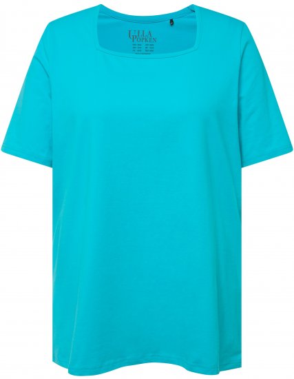 Ulla Popken Essential Square Neck Stretch Tee Deep Aqua - Majice - 
