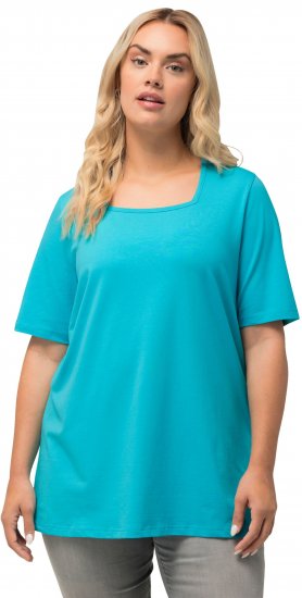 Ulla Popken Essential Square Neck Stretch Tee Deep Aqua - Majice - 