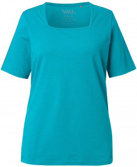 Ulla Popken Essential Square Neck Stretch Tee Teal - Majice - 