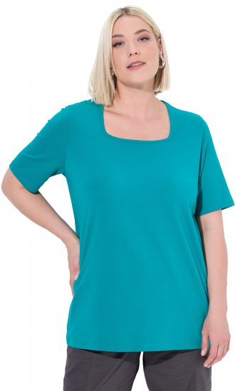 Ulla Popken Essential Square Neck Stretch Tee Teal - Majice - 