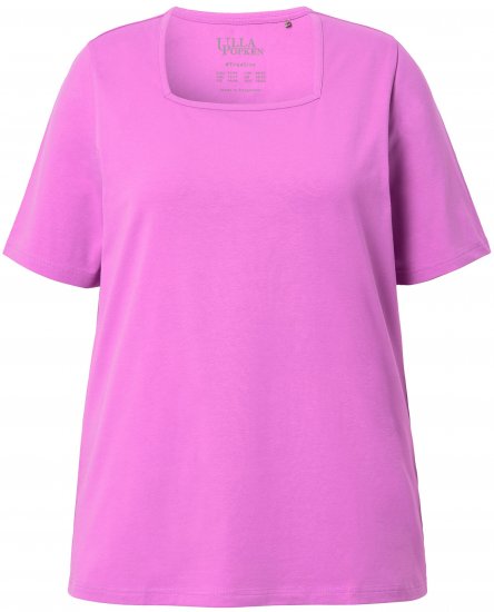 Ulla Popken Essential Square Neck Stretch Tee Cool Pink - Majice - 