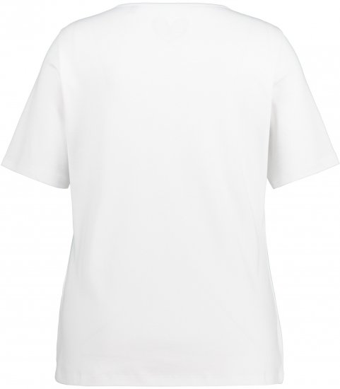 Ulla Popken Double Layer Rounded V-Neck Slim Fit Tee Snow White - Majice - 