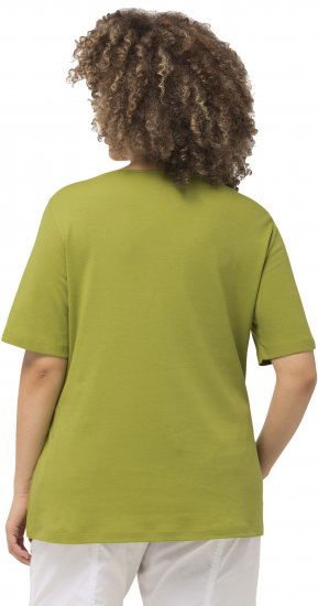 Ulla Popken Double Layer Rounded V-Neck Slim Fit Tee Apple Green - Majice - 