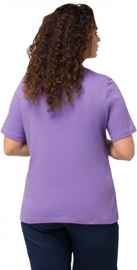 Ulla Popken Double Layer Rounded V-Neck Slim Fit Tee Pale Lilac - Majice - 