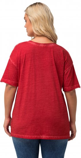 Ulla Popken Cold Dye Ruffle Edge Pocket Tee Salsa - Majice - 