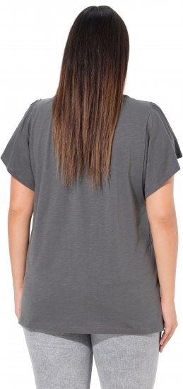Ulla Popken Wing Sleeve V-Neck Tee Graphite Grey - Majice - 