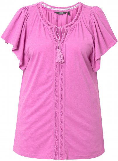 Ulla Popken Wing Sleeve V-Neck Tee Cool Pink - Majice - 