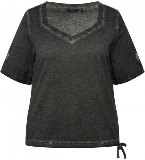 Ulla Popken Cold Dyed Sweetheart Neckline Short Sleeve Tee Graphite Grey - Majice - 