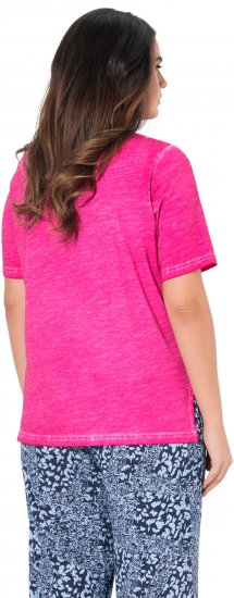 Ulla Popken Lace Trim Short Sleeve Tee Bold Pink - Majice - 