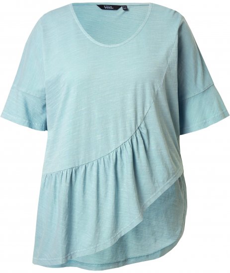Ulla Popken Asymmetric Flounce Panel Short Sleeve Tee Light Moss Green - Majice - 