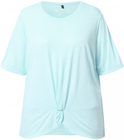 Ulla Popken Antibacterial Short Sleeve Draped Tee Light Turquiose - Majice - 
