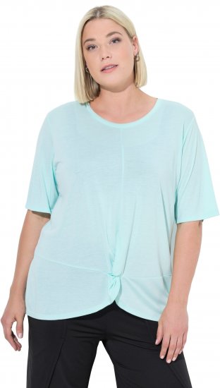 Ulla Popken Antibacterial Short Sleeve Draped Tee Light Turquiose - Majice - 