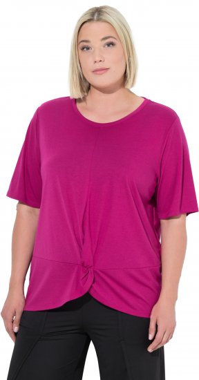 Ulla Popken Antibacterial Short Sleeve Draped Tee Light Magenta - Majice - 