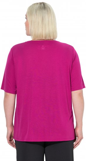 Ulla Popken Antibacterial Short Sleeve Draped Tee Light Magenta - Majice - 