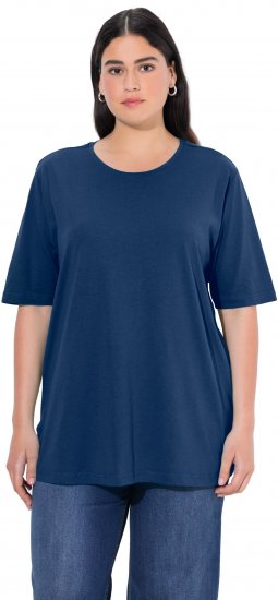 Ulla Popken Basic Round Neck Short Sleeve Relaxed Fit T-Shirt Dark Blue - Majice - 