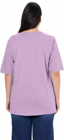 Ulla Popken Basic Round Neck Short Sleeve Relaxed Fit T-Shirt Lavender Pink - Majice - 