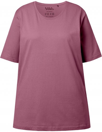 Ulla Popken Basic Round Neck Short Sleeve Relaxed Fit T-Shirt Dark Rose Red - Majice - 