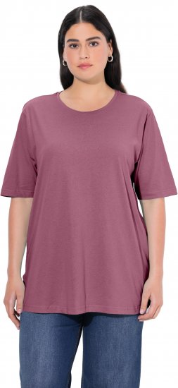 Ulla Popken Basic Round Neck Short Sleeve Relaxed Fit T-Shirt Dark Rose Red - Majice - 