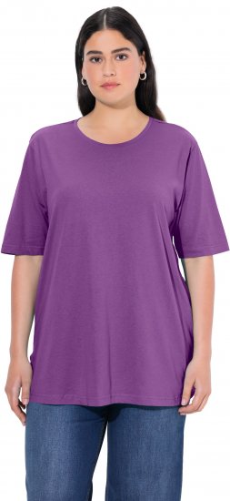 Ulla Popken Basic Round Neck Short Sleeve Relaxed Fit T-Shirt Purple - Majice - 