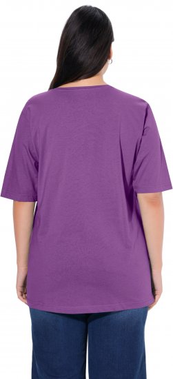 Ulla Popken Basic Round Neck Short Sleeve Relaxed Fit T-Shirt Purple - Majice - 