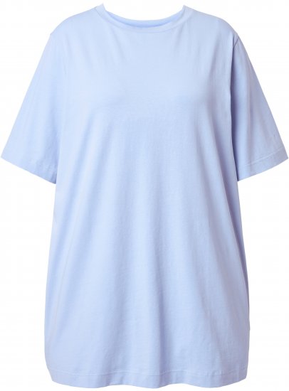 Ulla Popken Basic Round Neck Short Sleeve T-Shirt Light Blue - Majice - 