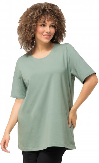 Ulla Popken Essential Round Neck Stretch Tee Light Moss Green - Majice - 