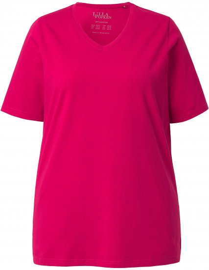 Ulla Popken Essential V-Neck Stretch Tee Dark Raspberry - Majice - 