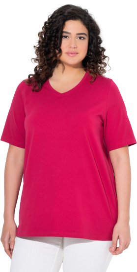 Ulla Popken Essential V-Neck Stretch Tee Dark Raspberry - Majice - 