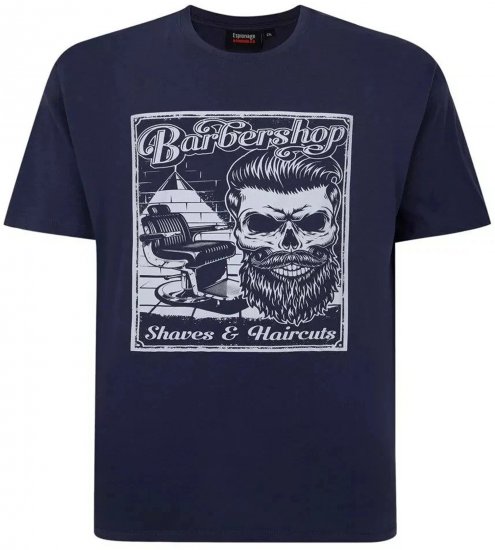 Espionage T410 Barbershop Printed T-Shirt Navy - Majice kratkih rukava s printom - 