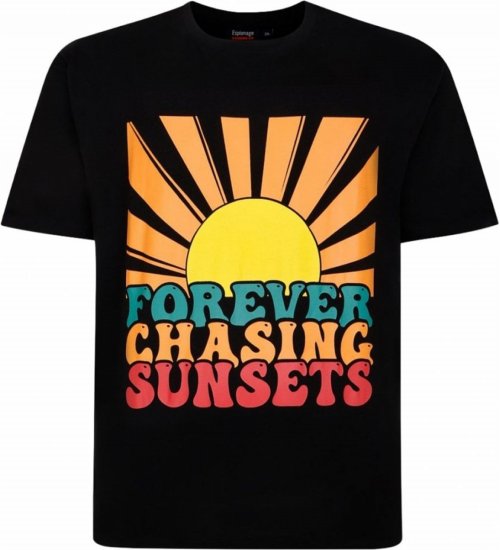 Espionage T421 Chasing Sunset Printed T-Shirt - Majice Kratkih Rukava - Muške Majice Kratkih Rukava Veliki Brojevi 