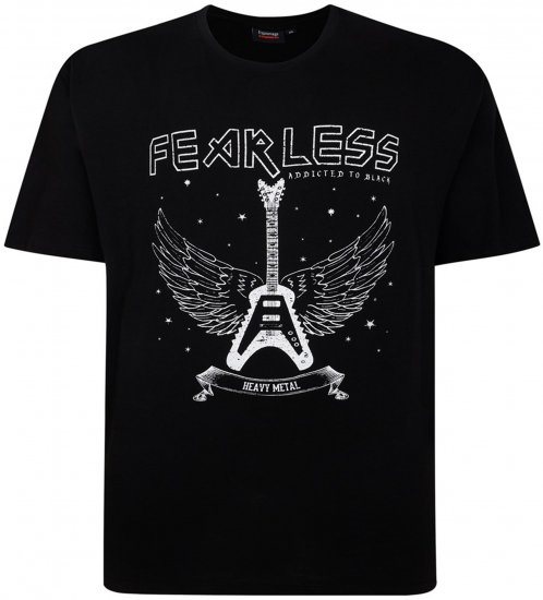 Espionage T426 Fearless Printed T-Shirt Black - Majice Kratkih Rukava - Muške Majice Kratkih Rukava Veliki Brojevi 