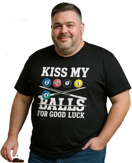 Espionage T436 Good Luck Kiss Printed T-Shirt Black - Majice Kratkih Rukava - Muške Majice Kratkih Rukava Veliki Brojevi 