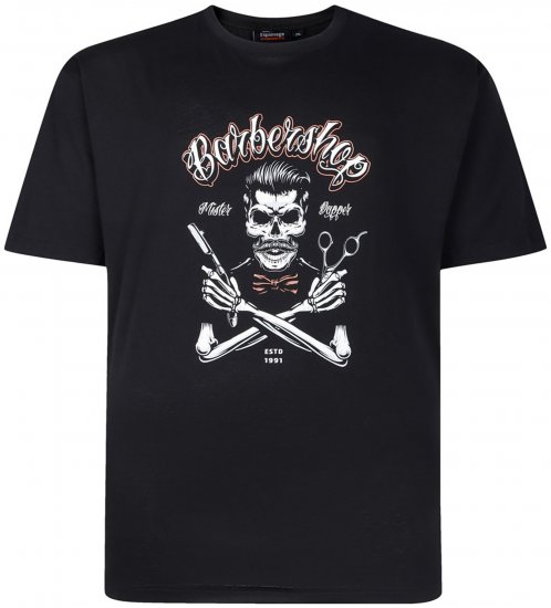 Espionage T437 Barbers Shop Printed T-Shirt Black - Majice Kratkih Rukava - Muške Majice Kratkih Rukava Veliki Brojevi 