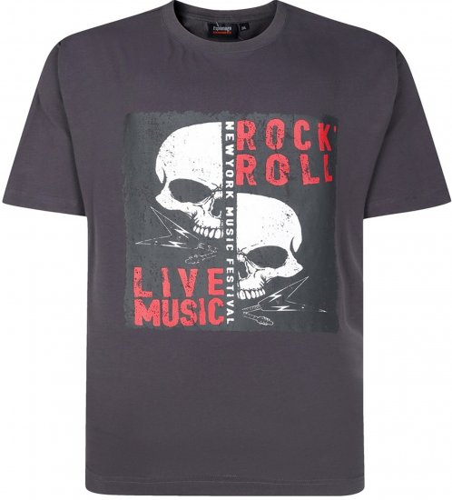 Espionage T437 Rock N' Roll Printed T-Shirt Charcoal - Majice kratkih rukava s printom - 