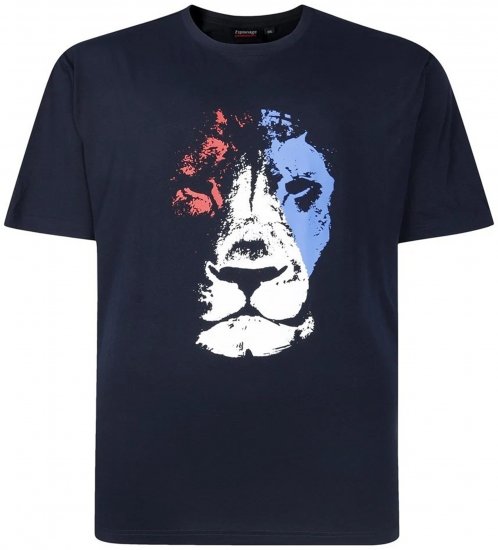 Espionage T440 Abstract Lion Printed T-Shirt Navy - Majice kratkih rukava s printom - 