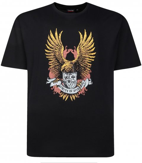 Espionage T442 Eagle Printed T-Shirt Black - Majice Kratkih Rukava - Muške Majice Kratkih Rukava Veliki Brojevi 