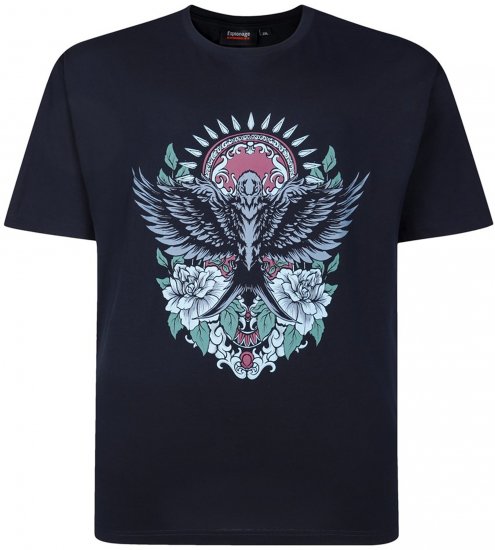 Espionage T444 Tiger Swallow Print T-Shirt Navy - Majice kratkih rukava s printom - 