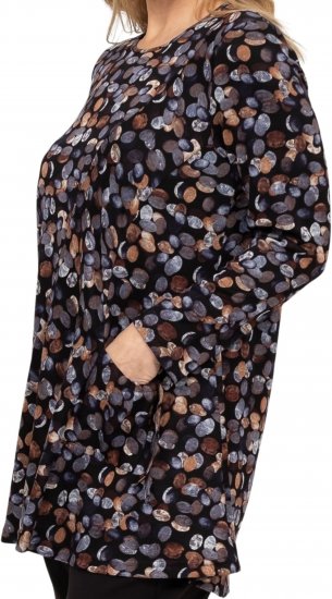 Scandinavian Caramel Flower Petals Tunic Copper and Blue - Tiskana majica za žene - 