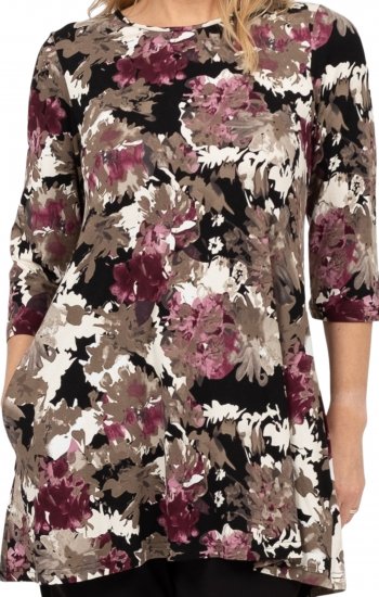 Scandinavian Caramel Flower Petals Tunic Brown - Tiskana majica za žene - 