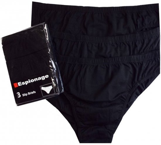 Espionage U002 3-Pack Slip Briefs Black - Gaćice - Muške gaćice veliki brojevi
