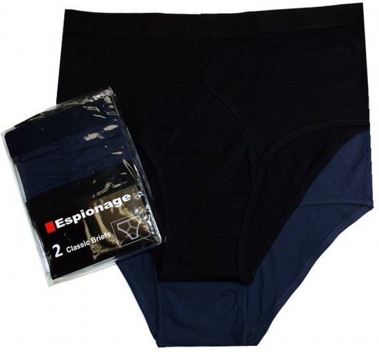 Espionage U003 2-Pack Y-Front Briefs Black/Navy - Gaćice - Muške gaćice veliki brojevi