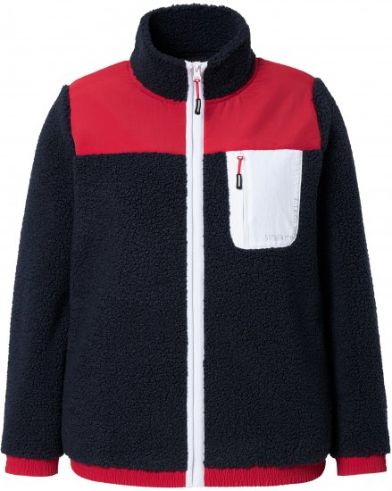 Ulla Popken Color Block Teddy Fleece Jacket Navy - Puloveri & dukserice - 