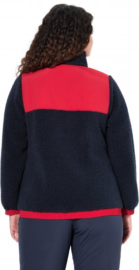 Ulla Popken Color Block Teddy Fleece Jacket Navy - Puloveri & dukserice - 