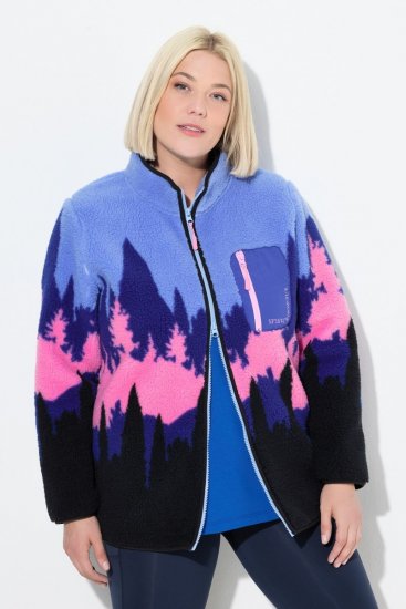 Ulla Popken Alpine Landscape Fleece Jacket Cloud Blue - Puloveri & dukserice - Udobne dukserice, hoodice i pletenina