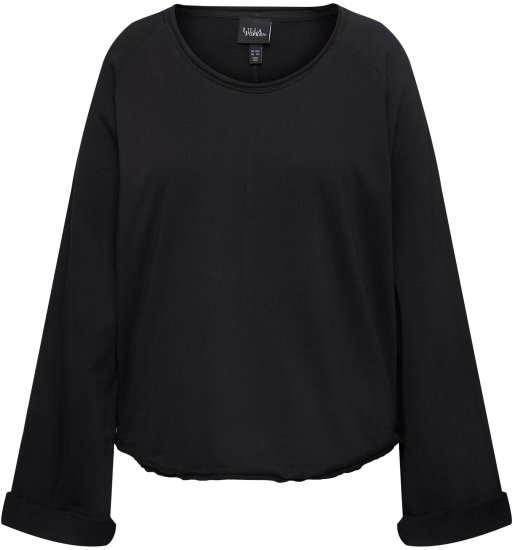 Ulla Popken Rolled Edge Long Sleeve Sweatshirt Black - Puloveri & dukserice - 