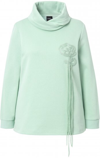 Ulla Popken Ribbon Detail Turtleneck Sweatshirt Mint Green - Puloveri & dukserice - 